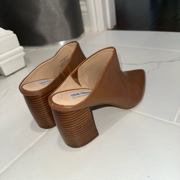 Steve Madden Barrie Tan Block Heeled Mules Cognac Size 9 Pointed Toe - Picture 6 of 7